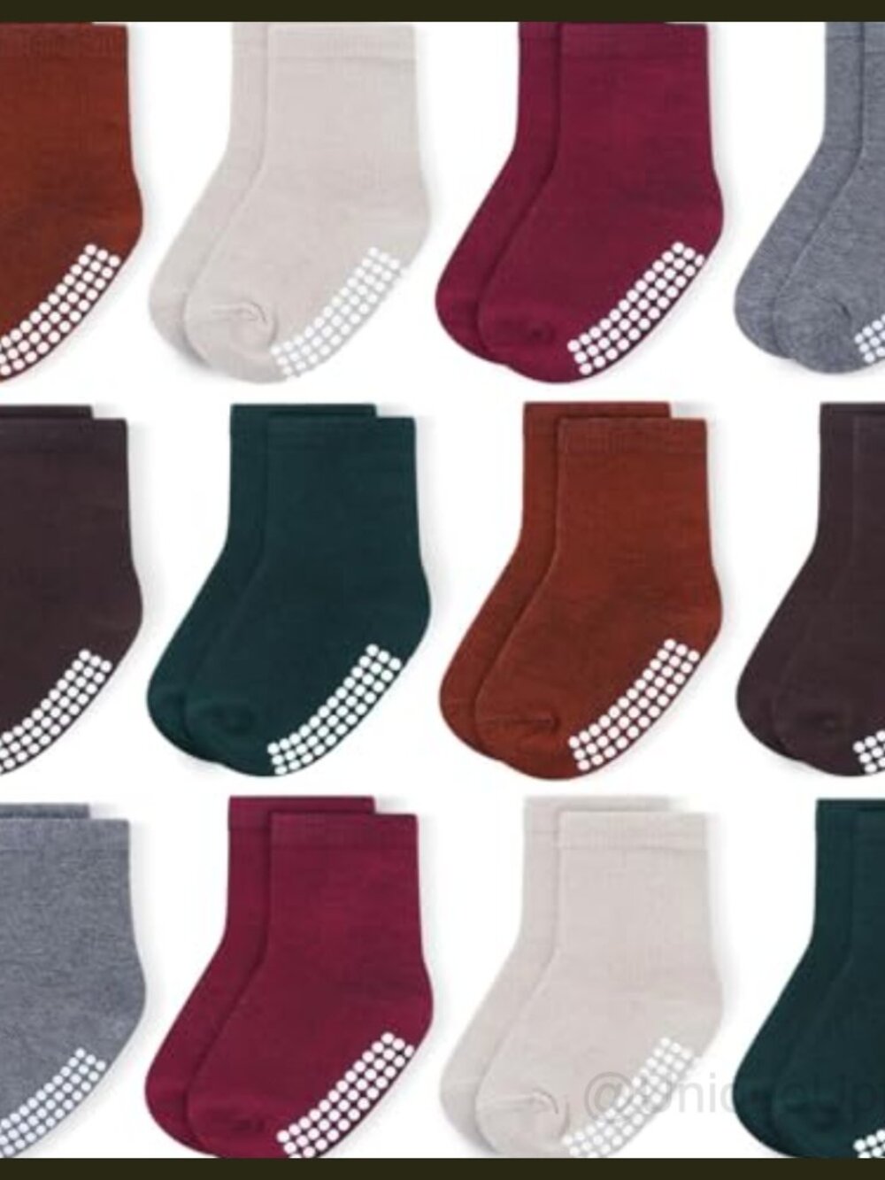 Toddler Crew Socks 12 Pack Cotton Blend Non-Slip Grip